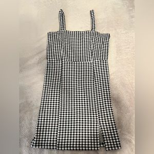 houndstooth dress with slit